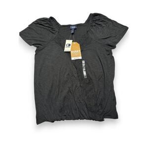 NWT Daytrip Black Lace V-Neck Wrap Elastic Hem Blouse Size Medium